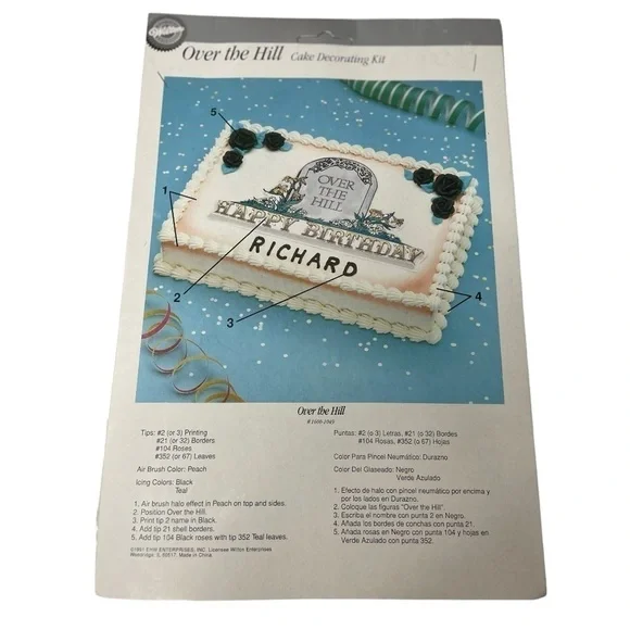 NWT Vintage Wilton 1991 Over The Hill Cake Decorating Kit