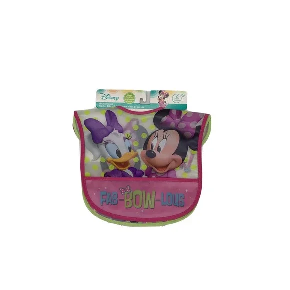 Disney 2 pk Minnie Mouse Toddler Bibs Water Resistant NEW
