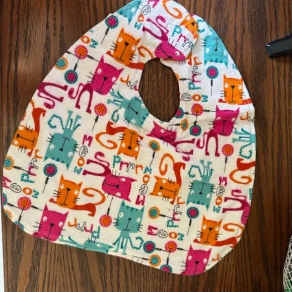 Bright Cats Xtra Large Bib (2) BIB1220 Handmade NWT Boutique