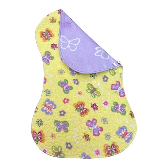 Hand Crafted Burp Cloth Colorful Flannel Contoured Padded Reversible Butterfly