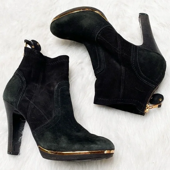 Tory Burch Elegant Black and Gold Women's Ankle Boots