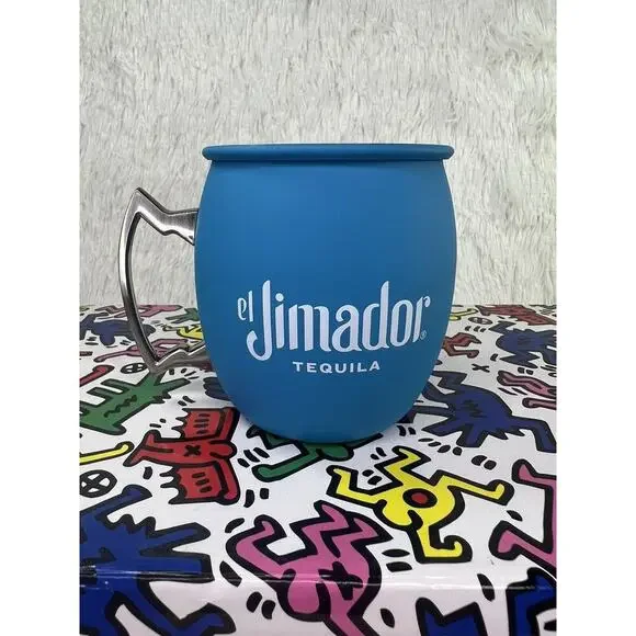 El Jimador Tequila Blue Moscow Mule Cup Drink‎ Mug White Logo Agave NEW IN BOX