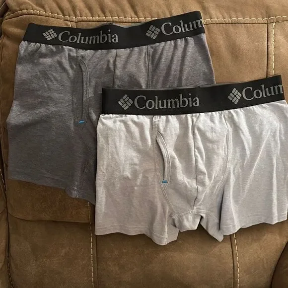 NWOT 2 pairs of Columbia Gray Boxer Briefs Soft Comfort Fit