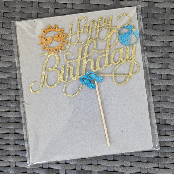 New! Happy Birthday Pool Party Summer Cake Topper