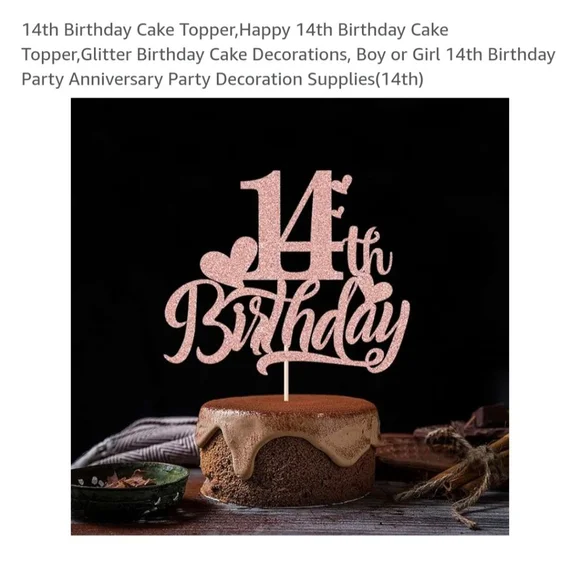 Rose Gold 14th Birthday Cake Topper‎
