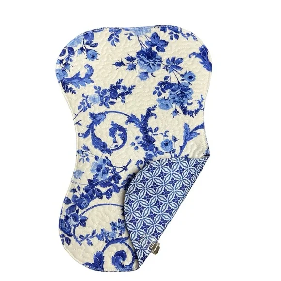 Hand Crafted Flannel Burp Cloth Contoured Padded Fabric Quilted Reversible