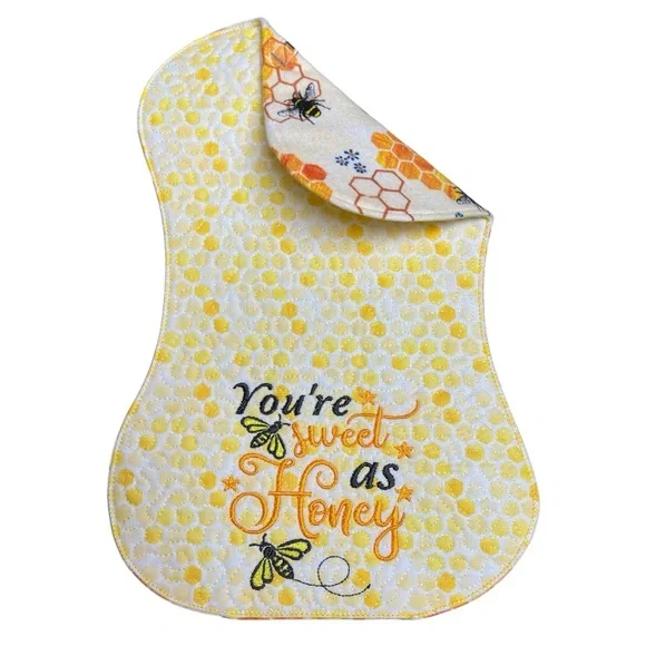 Hand Crafted Flannel Burp Cloth Contoured Padded Fabric Quilted Reversible