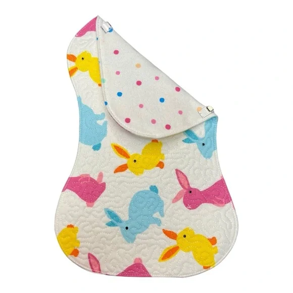 Hand Crafted Flannel Burp Cloth Contoured Padded Fabric Quilted Reversible