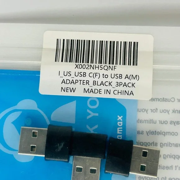 USB‎ C to USB A Adapter ~Black~ 3 Pack ~New