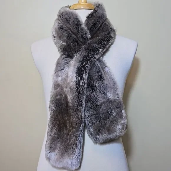 Faux Fur Stole Scarf Holiday Restoration Hardware Brown‎ Gray