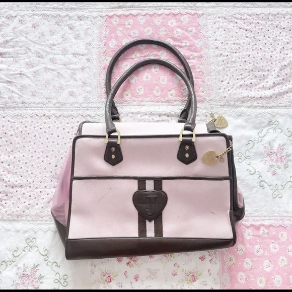 Vintage Juicy Couture Pink and Brown Dog Carrier