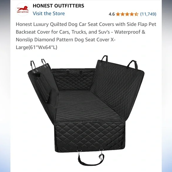 Black Quilted Dog Car Seat Cover