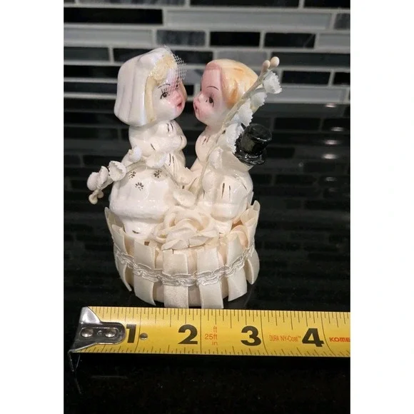Vintage Mid Century Bride and Groom Wedding‎ Cake Topper Antique Anniversary