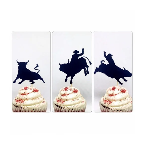Bullriding cupcake topper; bullriding toppers, Cowboy cupcake topper