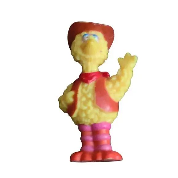 Vintage Big Bird Cowboy Waving PVC Figure Sesame Street JHP Cake Topper Western