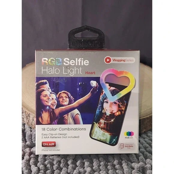 *BRAND NEW* ON AIR RGB Selfie Halo Light (Heart Shape / Multi - Color)Clip‎ On