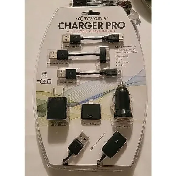 Takashi Charger Pro All-in-One USB Charger Kit 8 Pieces Accessories