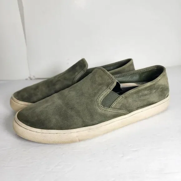 TORY BURCH Women's Jesse Size 10 M Green Suede Slip-On Flat Sneaker