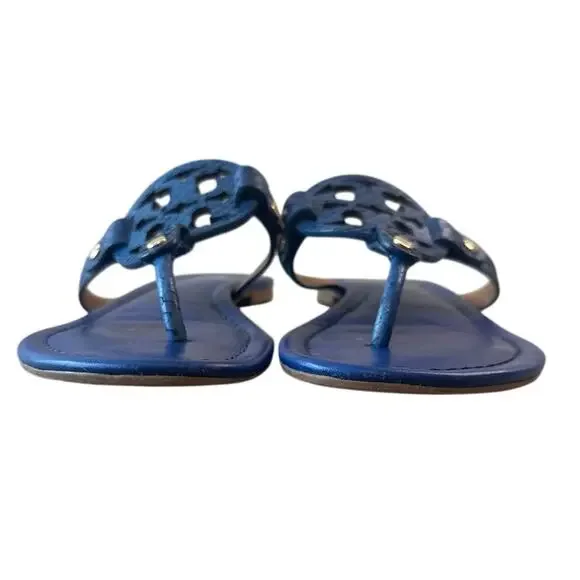 Tory Burch Miller Laguna Blue Snake Embossed Sandals 7.5