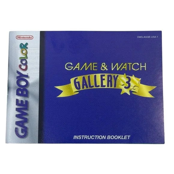 Nintendo Game Boy Color Game & Watch Gallery 3 Manual DMG-AGQE-USA-1 Booklet‎