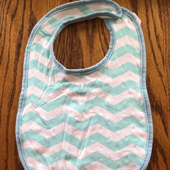 Blue Chevron Minky Bib (2) BLUBIB Handmade NWT Boutique