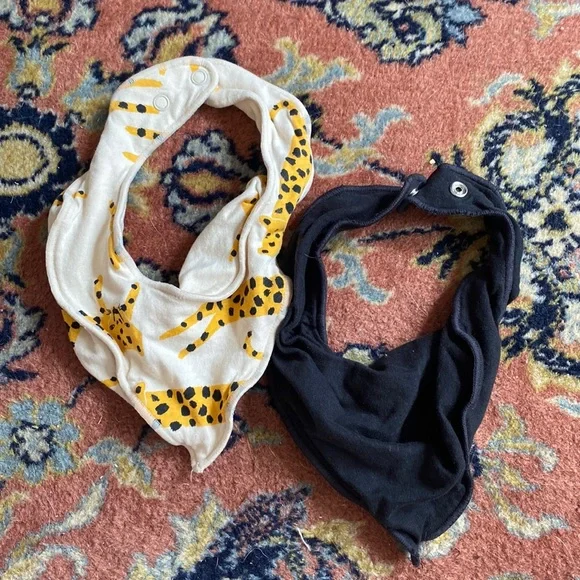 Baby Teething Bibs Organic Cotton 2 Black Leopard & Black