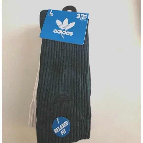 Adidas Men's Relaxed Fit Crew Socks SZ L 3 PK