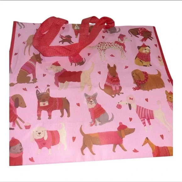 Pink Dog Print Tote Bag