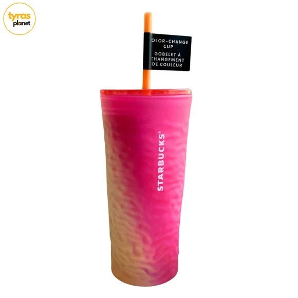 Starbucks Summer 2025 Color Changing Textured 18 Oz Glass Cup | Pink - NEW