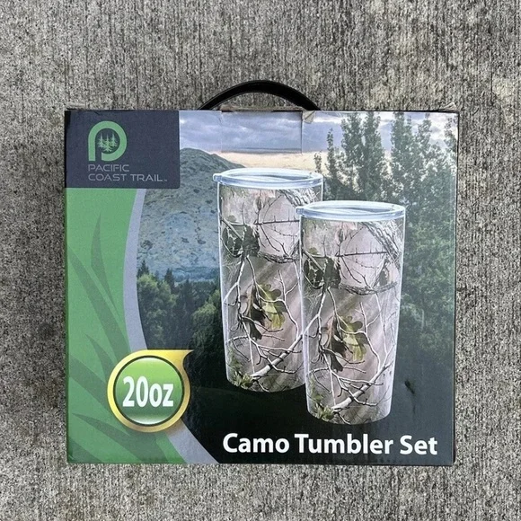 NEW Pacific Coast Trail 2 Piece Camo Tumbler Set 20oz Stainless Steel