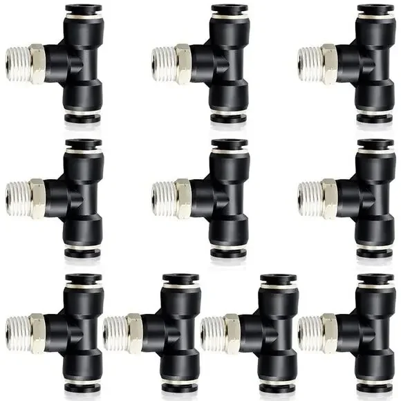 10 PACK TAILONZ PNEUMATIC Male Branch Tee 1/4 Inch Tube OD x 1/4 Inch NPT