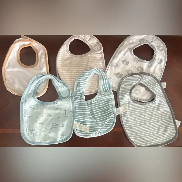 Cloud Island Baby Bib Set 6-Pack | Striped, Ocean & Elephant Designs