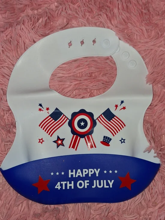 Happy 4th of July Adjustable Silicone Bib With A Pocket for Kids -