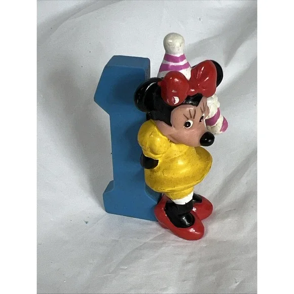Vintage 1980's Disney Minnie Mouse‎ 1st Birthday No. 1 cake topper PVC Figure 2