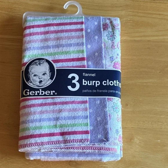 Gerber 3-Pack Cotton Flannel Burp Cloths 14x20 Multicolor
