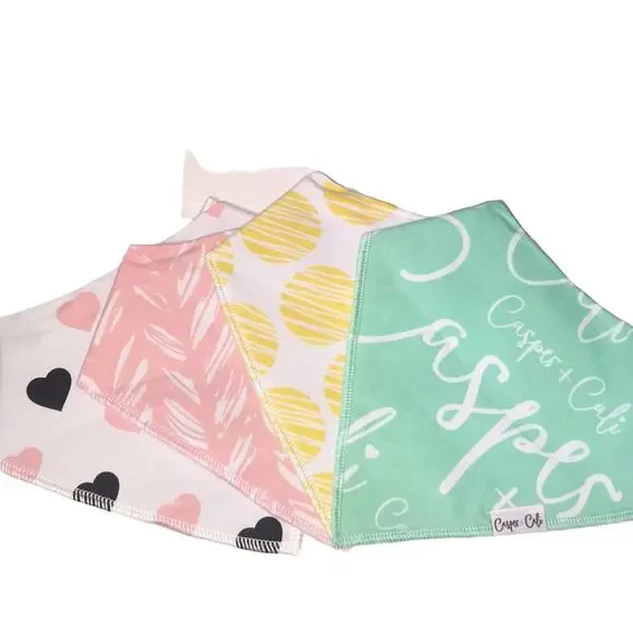 Casper & Cali 4 Organic Baby Girl Bandana Bibs NWT