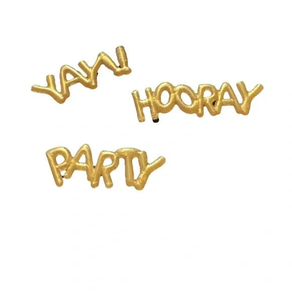 Gold Party Word Balloon Cake Cupcake Toppers 57 total