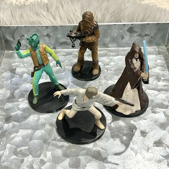 Disney‎ Store STAR WARS Cake Topper Figures Obi Wan Greedo Chewbacca & Skywalker
