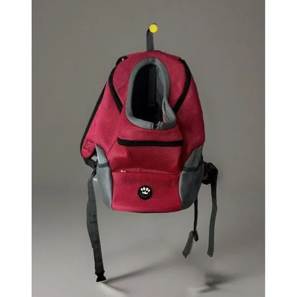 Nobel paws Pet Carrier Backpack Cat/Dog Small Pink Gray Mesh & multiple Pockets