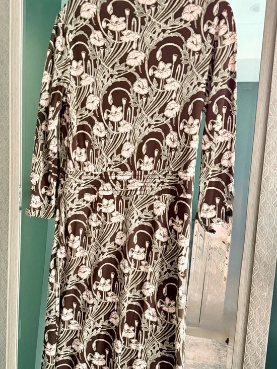 Tory Burch Brown Dress with Light Pink Floral Print