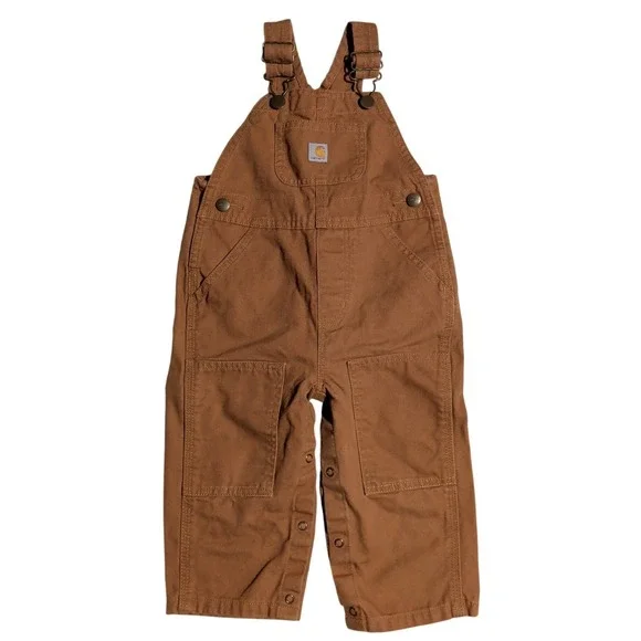 Carhartt Bib Overalls Baby Toddler 18M Months Classic Brown Duck Snap Legs