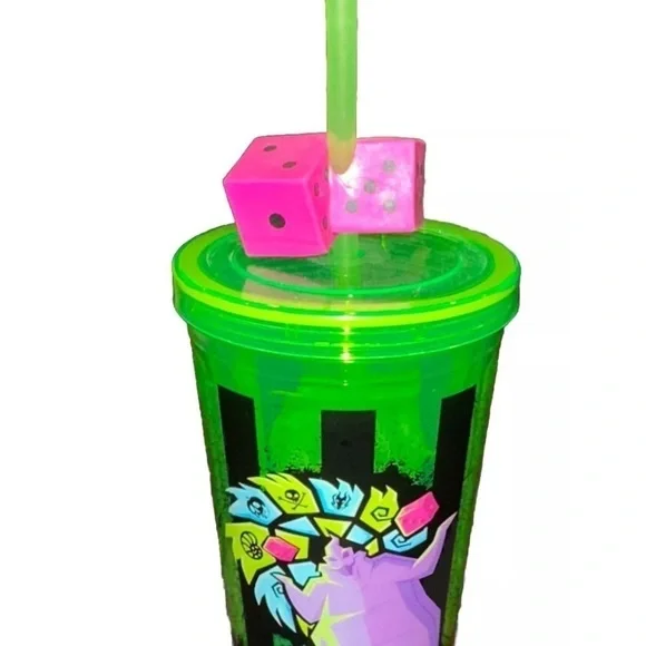 Disney Parks Oogie Boogie Bash Tumbler 2022 Light Up Cup Dice Straw DCA NEW