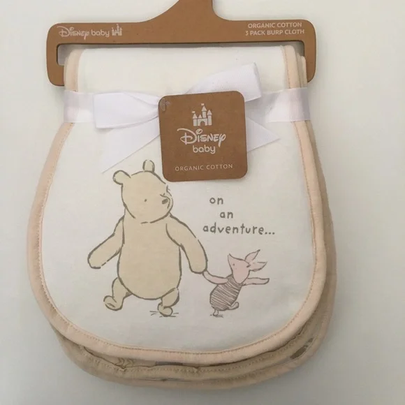 Burp Cloths Organic Cotton 3 pack Winnie the Pooh Theme NEW | Disney Baby