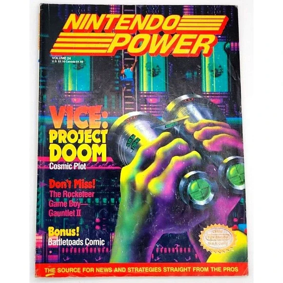 NINTENDO POWER MAGAZINE VOL. 24 '91 VICE:PROJECT‎ DOOM ROCKETEER GAUNTLET 2