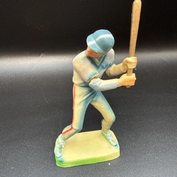 Vintage Baseball Player At Bat Cake Topper Figure‎ Made In Hong Kong 4.25