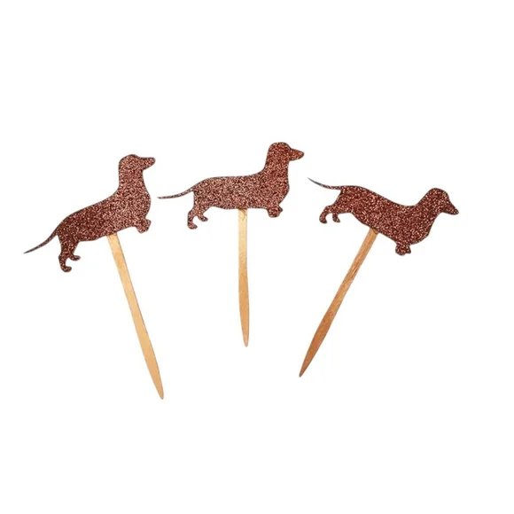 Dachshund cupcake toppers, Hotdog topper, Birthday party, Dog, Weiner Dog, 12 Ct