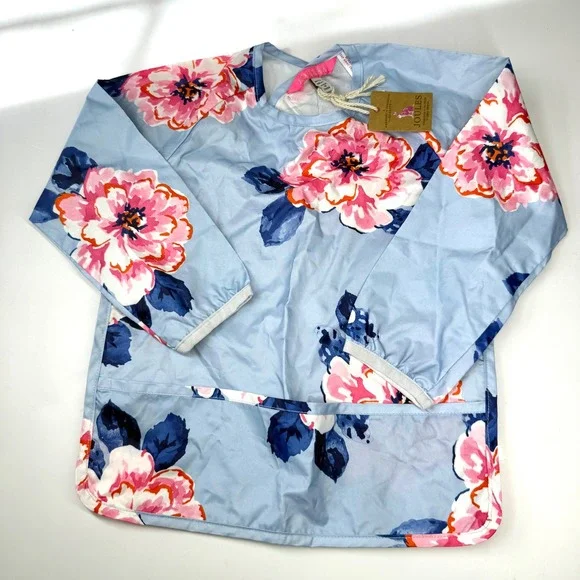 Joules Toddler Girls Floral Messy Mat Long Sleeve Bib Craft Smock Blue Pink NWT