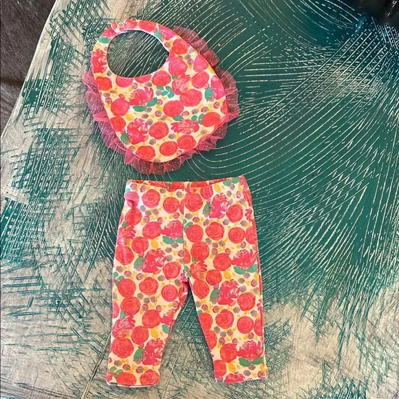Nicole Miller Pink and Orange Kids Bib and Leggings Set