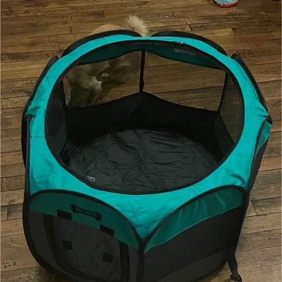 Ruff ‘N Ruffus Portable Folding Playpen w/ Carrying Case - Medium - Aqua