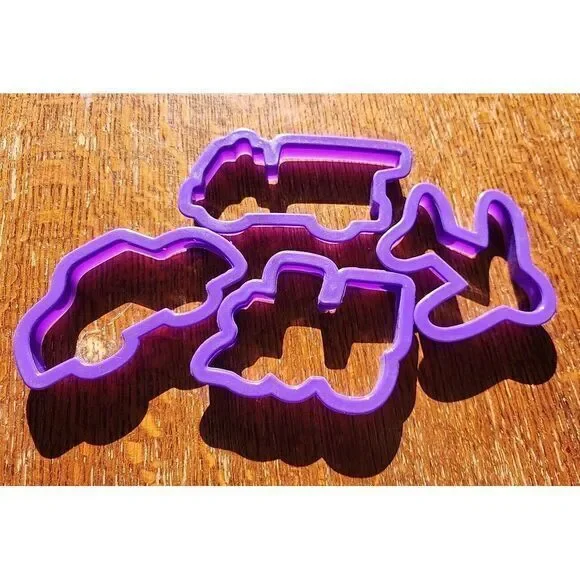 Plastic Cookie Cutters 4 Pc VEHICLES‎ Airplane Car Fire truck Train Fondant